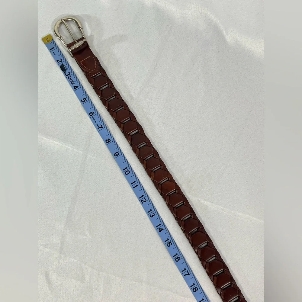 Leather Belt 36 Woven Brown Full Grain Cowhide Made in Argentina